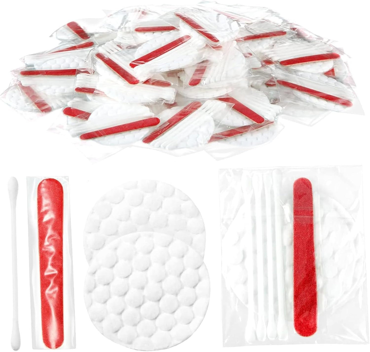 100Pcs Hotel Vanity Set, Individually Wrapped Hotel Amenities Bulk, Disposable Hygiene Kit with Cotton Pads, Cotton Swabs, Nail File for Motels Makeup Toiletry