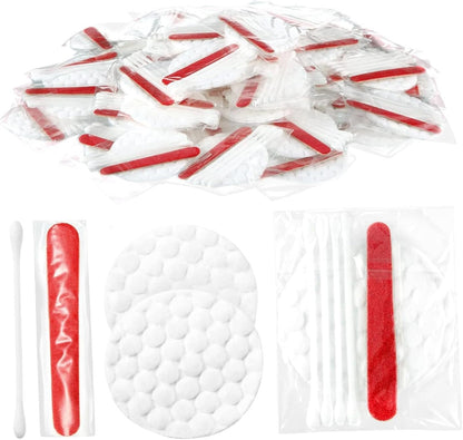 100Pcs Hotel Vanity Set, Individually Wrapped Hotel Amenities Bulk, Disposable Hygiene Kit with Cotton Pads, Cotton Swabs, Nail File for Motels Makeup Toiletry