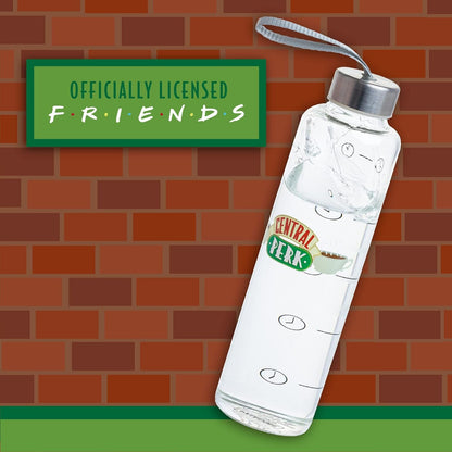 Paladone Friends Glass Water Bottle, Clear/Silver