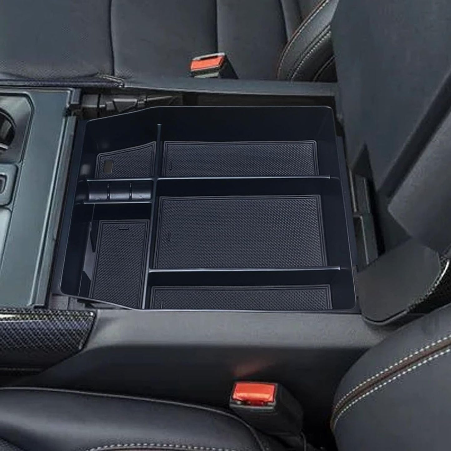 Zxiaochun Center Console Organizer Compatible with 2021 2022 2023 2024 2025 Ford F150 Interior Accessories, Armrest Box Insert Storage Tray (Full Console w/Bucket Seats ONLY)-Black Trim