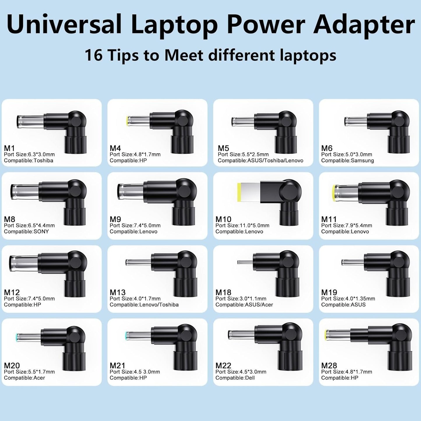 90W Universal AC Adapter Laptop Charger, Replacement for HP Acer Dell Asus Lenovo IBM Toshiba Samsung Sony Fujitsu Gateway Laptop Ultrabook Chromebook Power Cord with 16 Plugs
