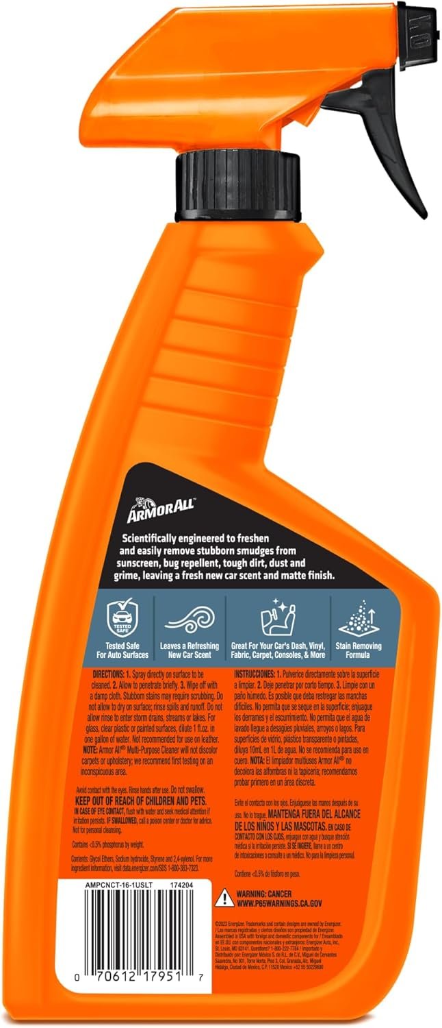 Armor All Multi Purpose Cleaner , Car Cleaner Spray for All Auto Surfaces, 16 Fl Oz