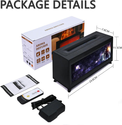 Ankrs Aroma Diffuser with LED Fireplace, Essential Oil Diffuser for Essential Oils with 7 Colors Flame Effect, 220ml Humidifier with Remote Control, Aroma Lamp for Kids,