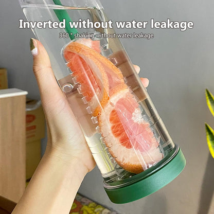 Infuser Water Bottles Water Bottle With Fruit Infuser Leak-Proof Infuser Water Bottle Clear 800ML Drinking Cup With Straw for Fruit Iced Coffee Bubble Tea