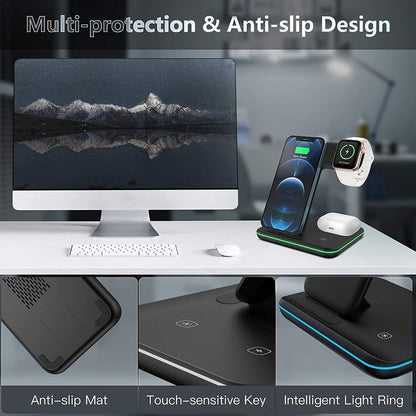 LIONAL Wireless Charger, 3 in 1 Wireless Charging Station for iPhone 14/14 Pro/13 Pro Max/13/12/12 Pro Max/11 Pro Max/SE/XR/XS Max/8 Plus/Apple Watch 8/7/6/SE/5/4/3/2, Airpod Pro/3/2