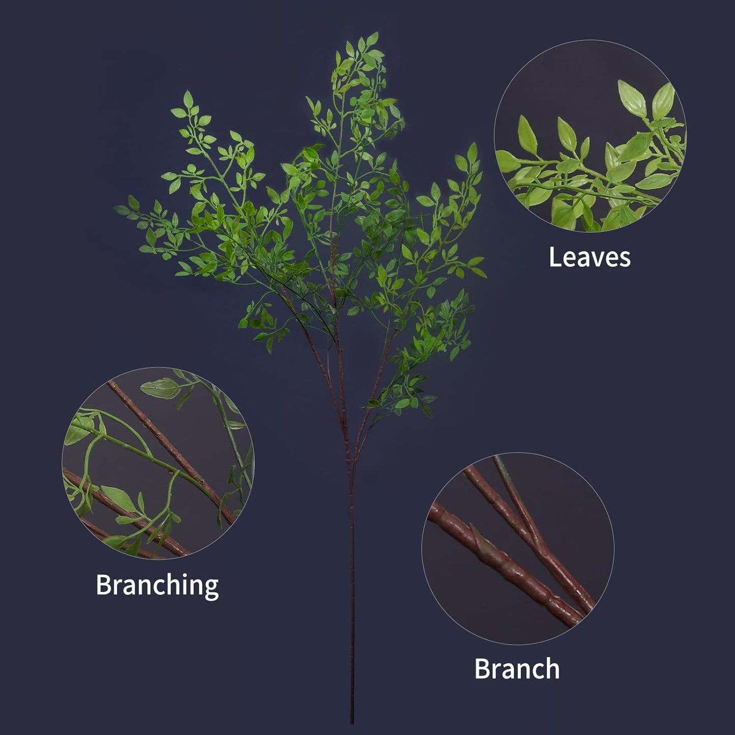 Melorca&Guilla Artificial Plants,2PCS 43" Green Nandina Faux Branches for Vase,Artificial Plants for Shop Garden Office Home Décor
