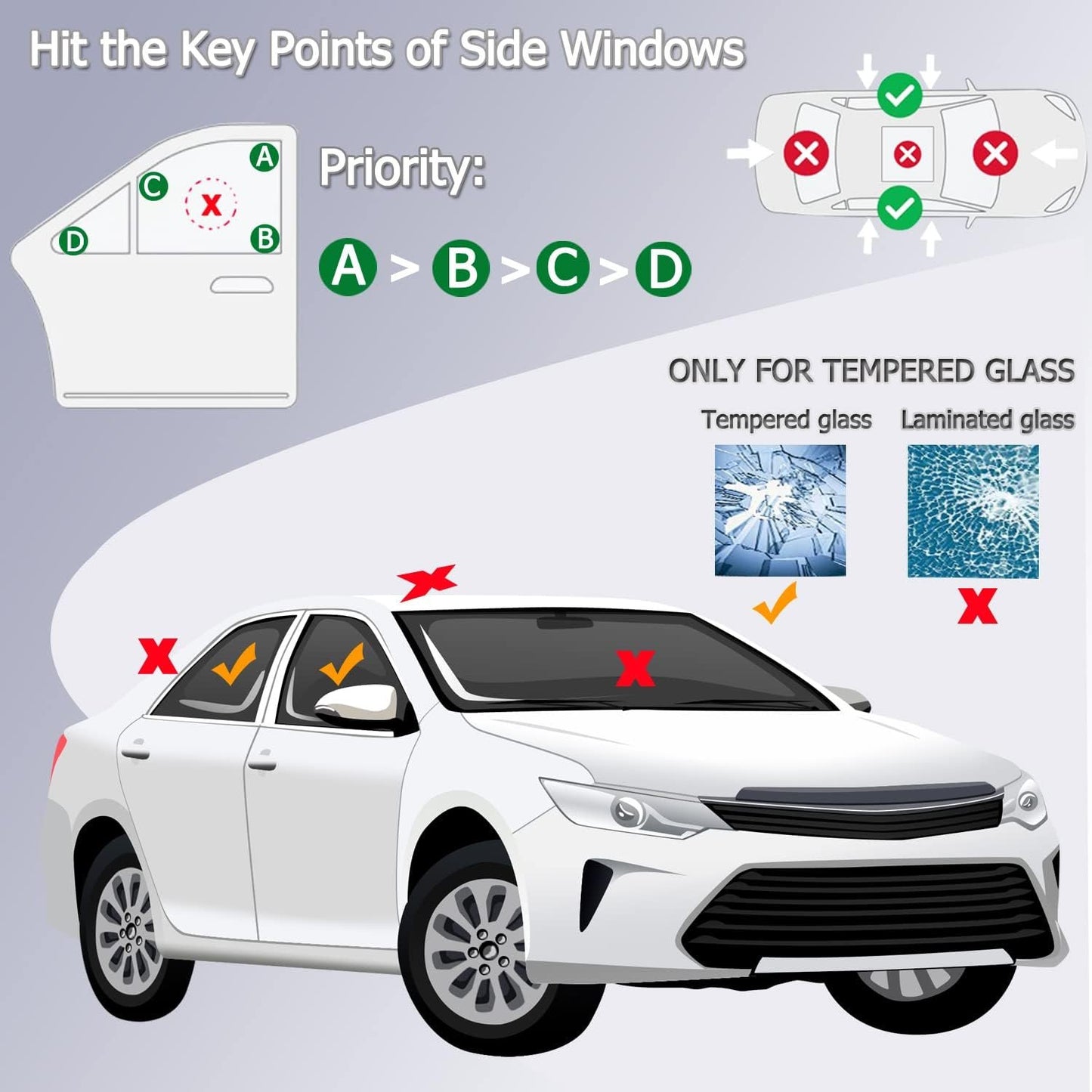 Window Breaker Seatbelt Cutter, Car Safety Hammer Glass Breaker and Seatbelt Cutter Car Emergency Escape Tool Kit Spring Type Glass Breaker Automotive Survival Tool for Land&Underwater (Black)