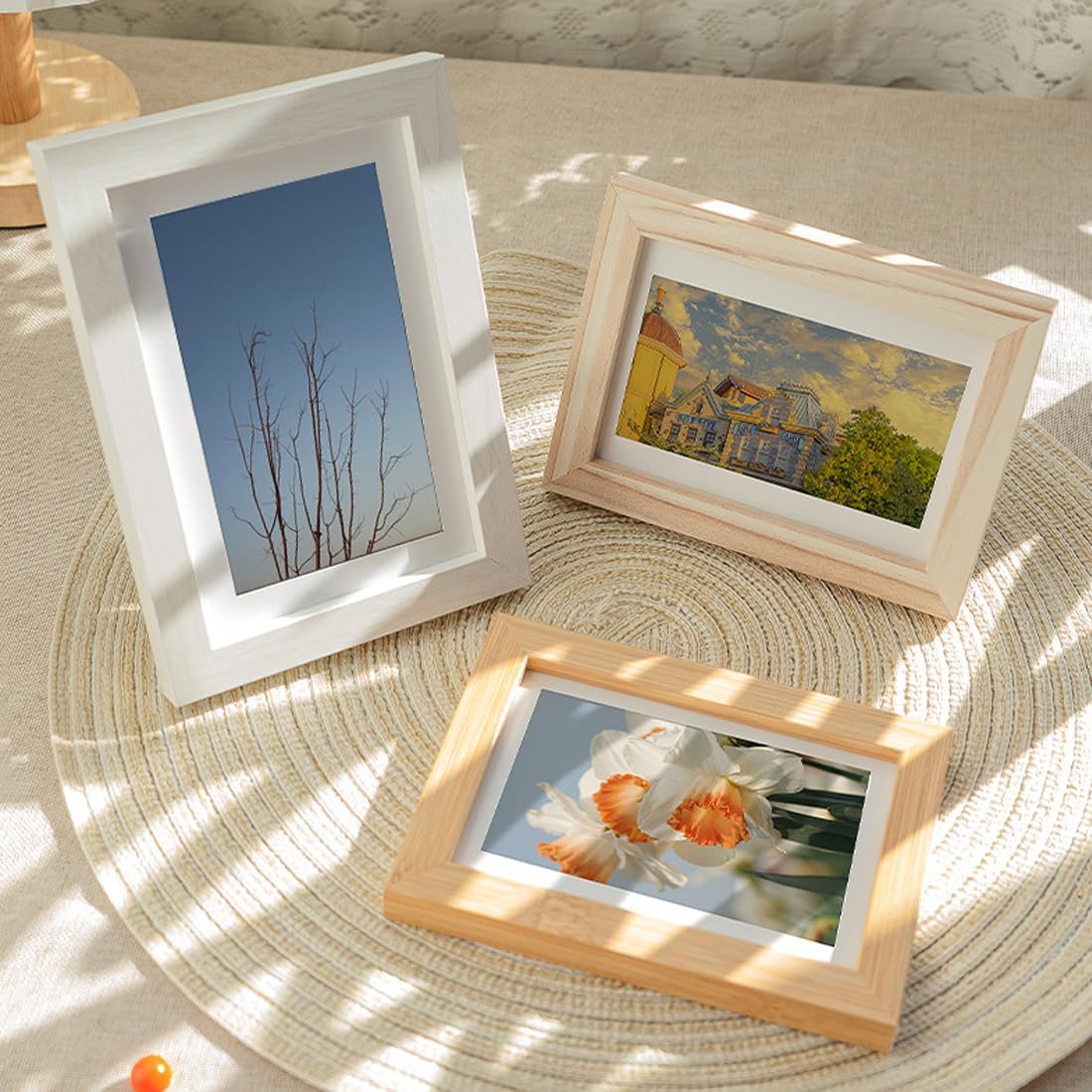 2 Pack Photo Frames 5 x 7 Picture Frame with Mat,Wall Hange and Table Decor for Home, Office,Gallery（Natural）