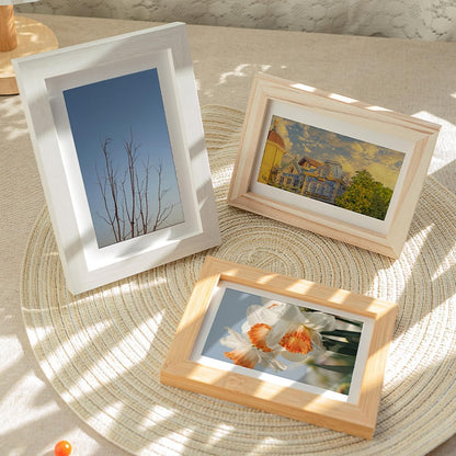 2 Pack Photo Frames 5 x 7 Picture Frame with Mat,Wall Hange and Table Decor for Home, Office,Gallery（Natural）