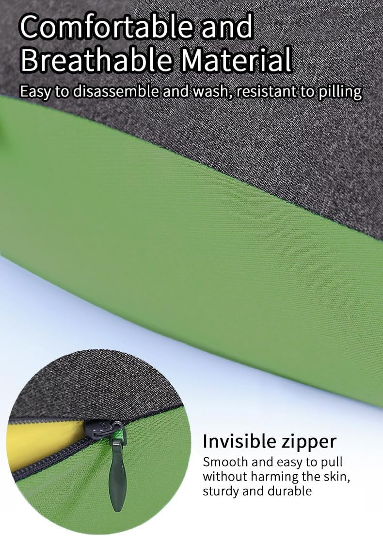 QUMOX Lumbar Support Pillow, Memory Foam Back Cushion Backrest for Car Seat, Office Chair, Computer Chair, Wheelchair and Recliner Ergonomic Design (Green)