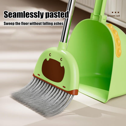 Toddler Broom Set, Kids Broom Dustpan Combo, Play Learn Educational Toy for Pretend Cleaning at Home and Preschool, 7.28x5.12x22.05 inches, Green, Pink