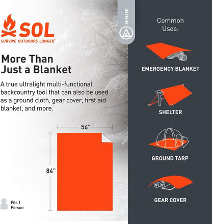 S.O.L. Survive Outdoors Longer 90 Percent Heat Reflective Emergency Blanket