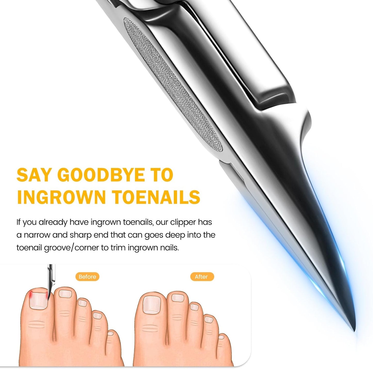 BEZOX Straight Toenail Clippers for Ingrown Toenail Prevention, Podiatrist Ingrown Nail Clippers for Thick Toenails, Ergonomic Finger Nail Clippers for Adults, Seniors, Men and Women