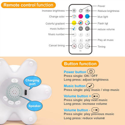 Shenzhi Tech Jellyfish Night Light Touch Sensor LED Table Lamp, USB Rechargeable, 7 Color Gradient, Remote Control, Music Function, Perfect for Bedroom, Living Room, and Gifts