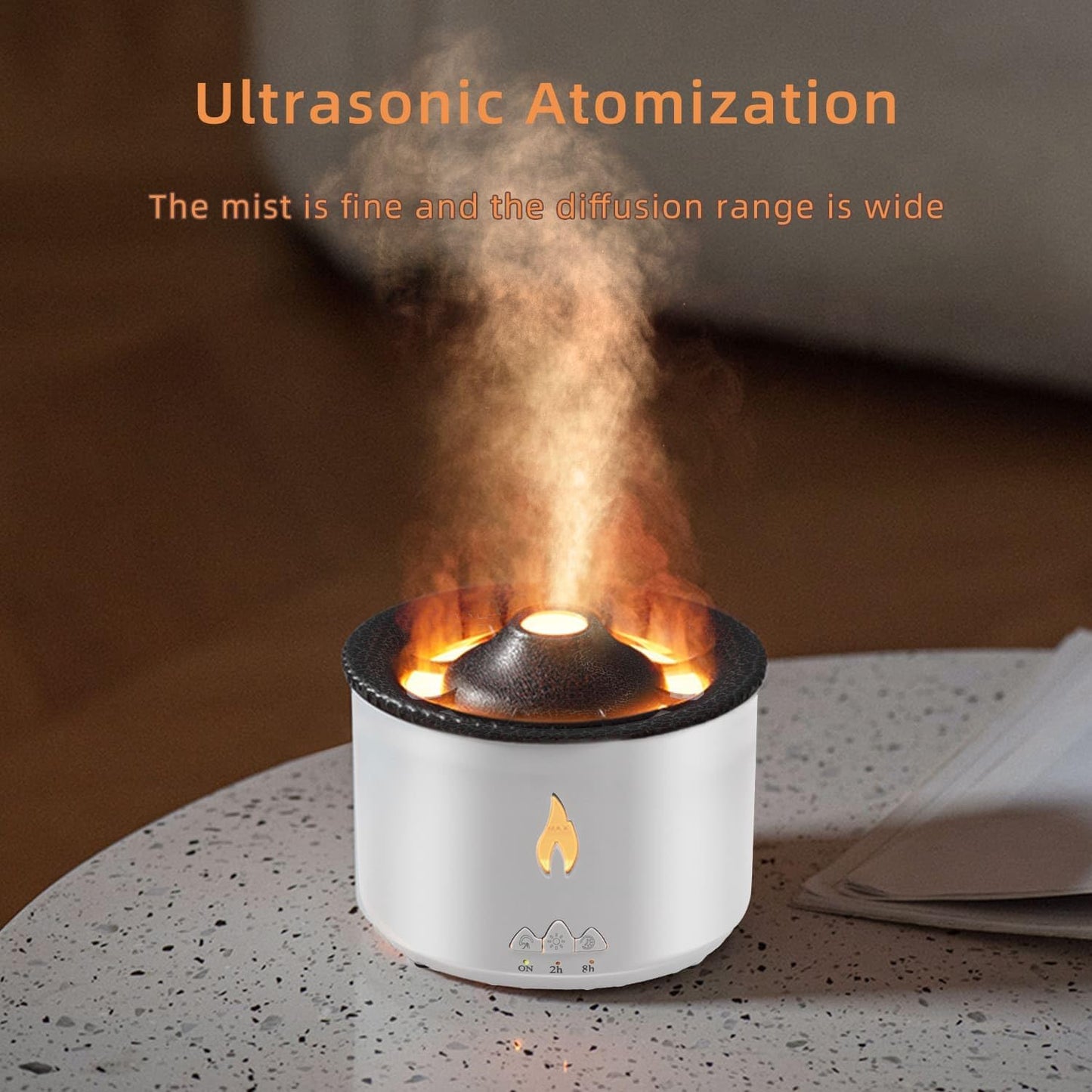 Mcbazel Volcano Humidifier Essential Oil Diffuser, 360mL Flame Air Diffuser Mist Diffuser Humidifier with Flame Light/Remote Control for Home, Office