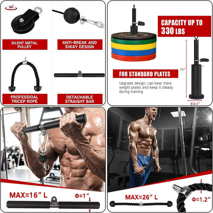 Forearm Wrist Trainer Rope Cable Accessories LAT Pulley System Arm Strength Training for LAT Pulldowns