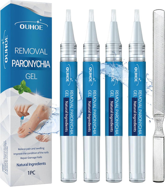 4 Pieces Nail Care Pen, with Nail File, Nail Care Pen, Rich in Natural Ingredients such as Shea Butter, Clove Oil, Thyme Extract, Vitamin E, Eucalyptus Oil