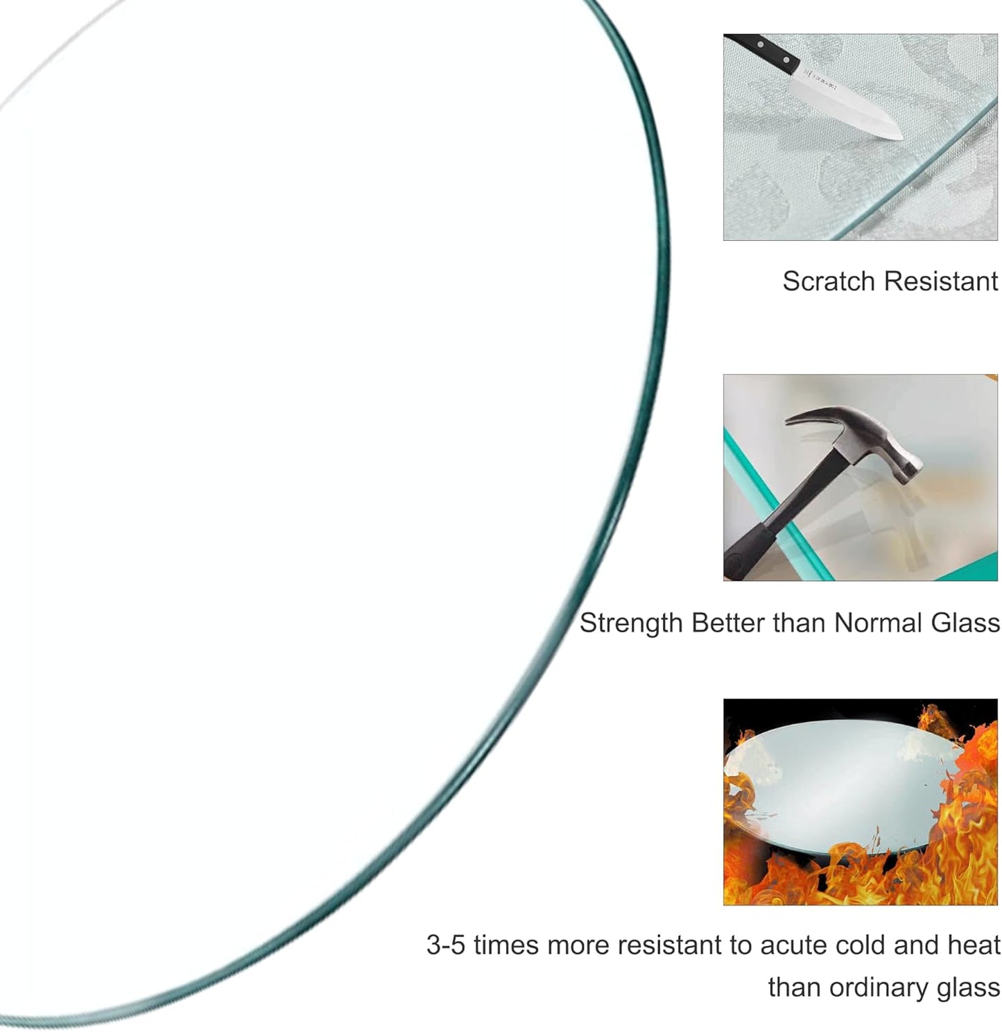 48" Inch Round Glass Table Top 0.36" Inch Thick Tempered Pencil Polished Edge Glass Table Top，for Dining Table, Coffee Table, Restaurant Table