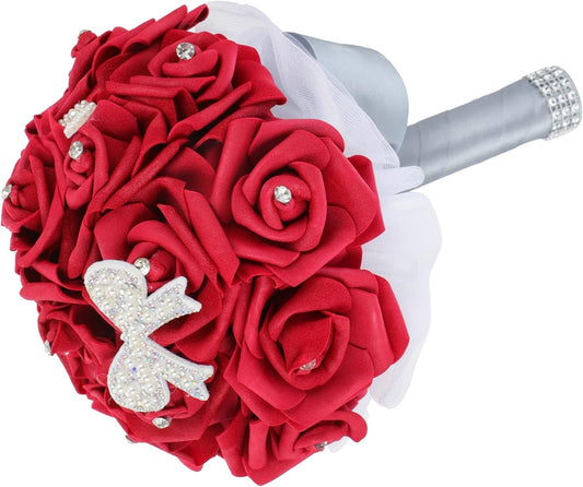 Baluue Wedding Bouquets for Bride Bridesmaid, Artificial Roses Flowers Wedding Decoration Centerpieces Home Decor