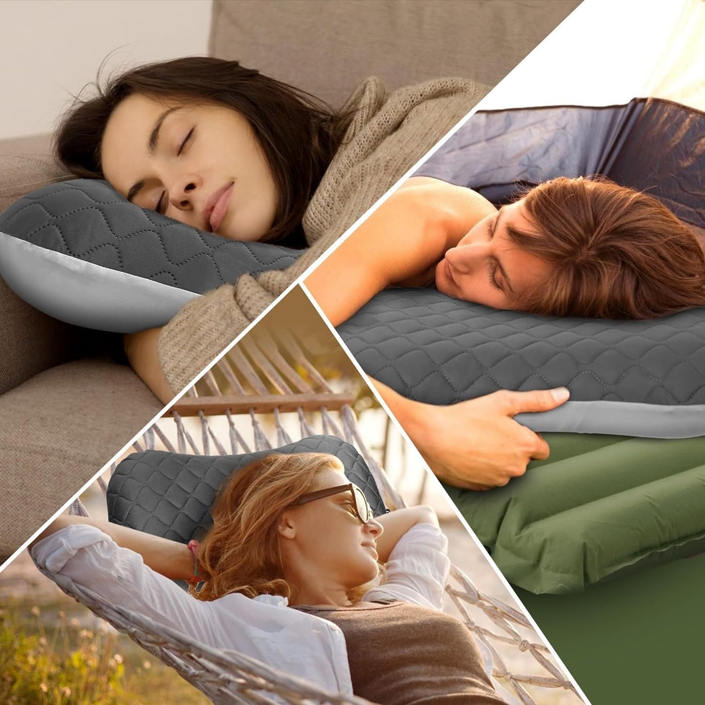 Outskirt Inflatable Camping Pillow, 2 in 1 Removal Inflatable Pillow for Backpacking Camping, Ultralight and Portable Camping Pillows for Traveling, Neck Pillows for Hiking Travel
