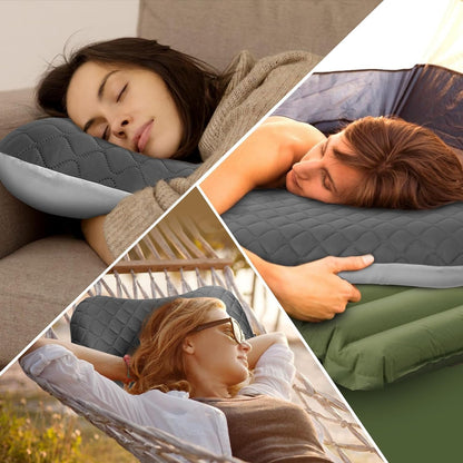 Outskirt Inflatable Camping Pillow, 2 in 1 Removal Inflatable Pillow for Backpacking Camping, Ultralight and Portable Camping Pillows for Traveling, Neck Pillows for Hiking Travel