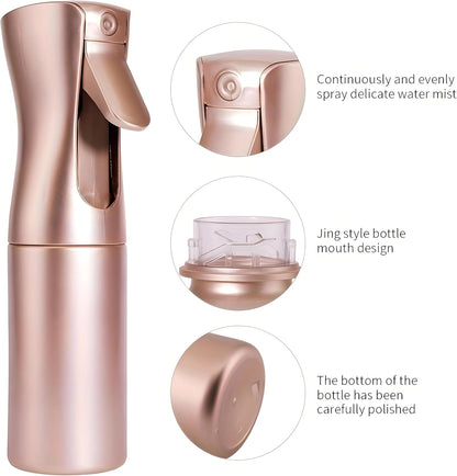Premium Mist Spray Bottle - Continuous Fine Mist Water Sprayer for Hair Styling, Plants, Cleaning, Ironing, Salon & Skin Care - Refillable, Ergonomic Design, Rose Gold (200ml)