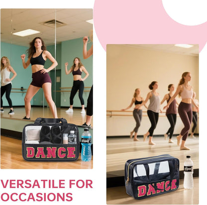 Dance Bag Dace Recital Gifts Clear Makeup Bag Dance Competition Must Haves, Dance Accessories for Girls Dance Stuff Preppy Cosmetic Bag Travel Toiletry Bag (STB-MH-CHEER, STB-HS-DANCE)