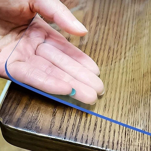 LovePads 1.5mm Thick 42 x 66 Inches Clear Table Cover Protector, Table Protector for Dining Room Table, Clear Plastic Tablecloth Protector, Table Pad for Kitchen Wood Grain