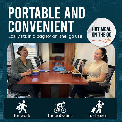Hot Bento â€“ Self Heated Lunch Box and Food Warmer â€“ Battery Powered, Portable, Cordless, Hot Meals for Office, Travel, Jobsite, Picnics, Outdoor Recreation, Kitchen Meal Prep, Black