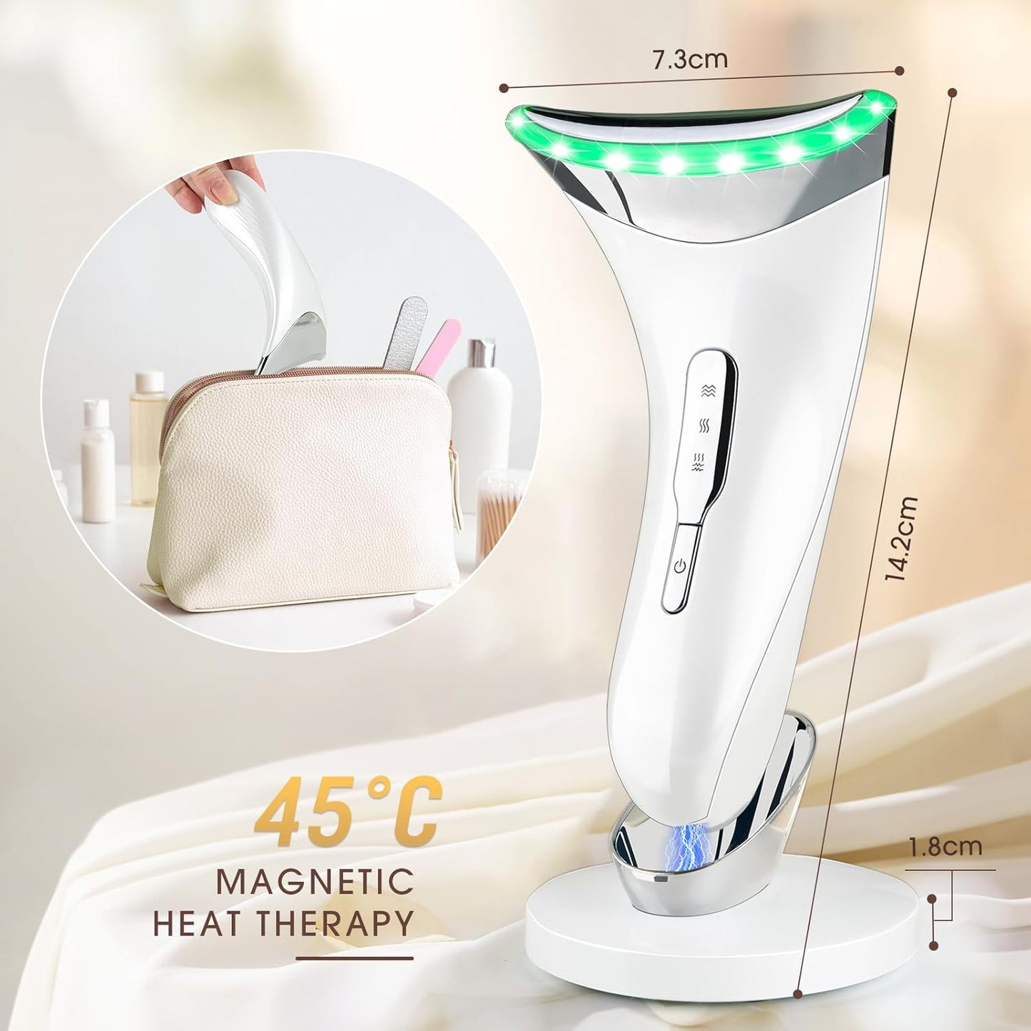 Facial Massager Face Lifting Device: Electric Skin Tightening Machine Neck Lift with 45°C Heat EMS Massage - 3 LED Microcurrent Wand Anti-Wrinkle - Anti-Aging Neck Eye Massagers for Skin Care