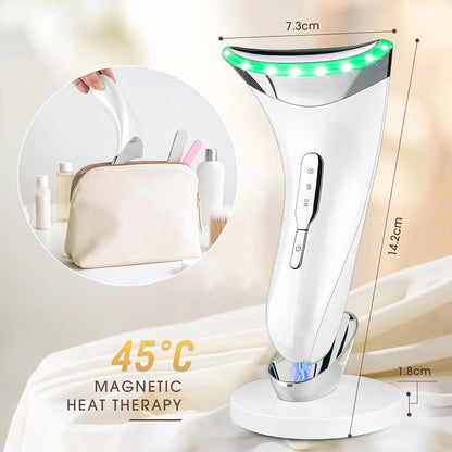 Facial Massager Face Lifting Device: Electric Skin Tightening Machine Neck Lift with 45°C Heat EMS Massage - 3 LED Microcurrent Wand Anti-Wrinkle - Anti-Aging Neck Eye Massagers for Skin Care