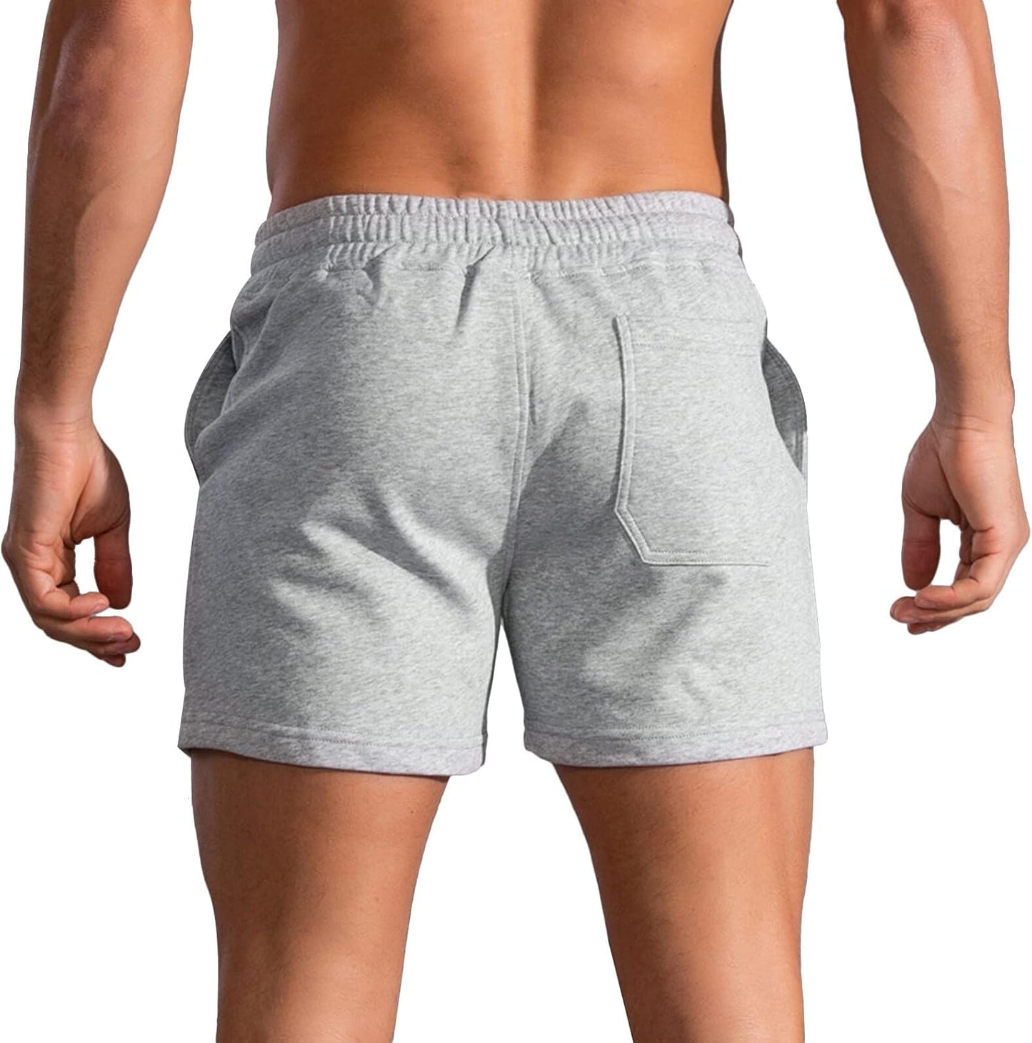 KEOYA Men's Athletic Casual 5" Cotton Blend Solid Shorts with Pockets and Drawstring