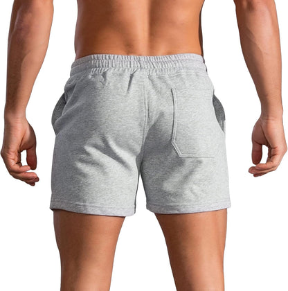 KEOYA Men's Athletic Casual 5" Cotton Blend Solid Shorts with Pockets and Drawstring