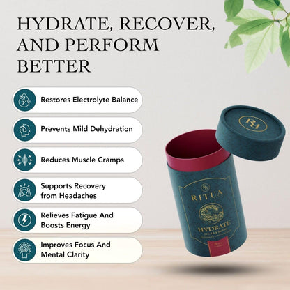 RITUA Zero Sugar HYDRATE Electrolyte Powder, Ideal Pre-workout and Post-workout Powder, Zero Carbs Energy Drink, 1000mg Sodium Per Serve, Natural Flavours and Sweeteners, 30 Sachets (30 Sachets, Berry)
