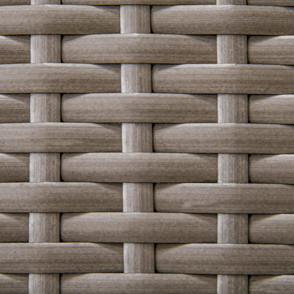 Outsunny Patio Wicker Dining Table with Umbrella Hole, 34 Inch Outdoor PE Rattan Coffee Table with Plastic Board Under The Woven Table Top for Patio, Garden, Balcony, Light Grey