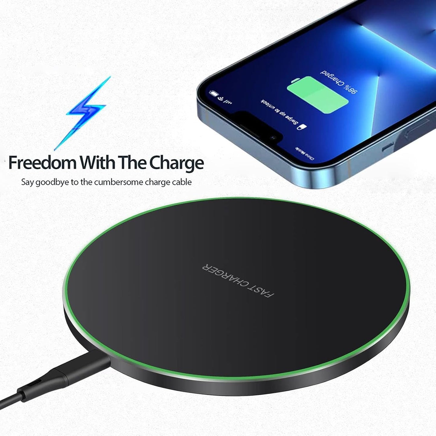 Wireless Charger - 15/30/50W Fast Wireless Charging Pad | Magnetiic Wireless Phone Charger | Mag-Safe Charger Pad | Fast Charger Pad Safe High-Speed Charging for Electronics with Light for Phones