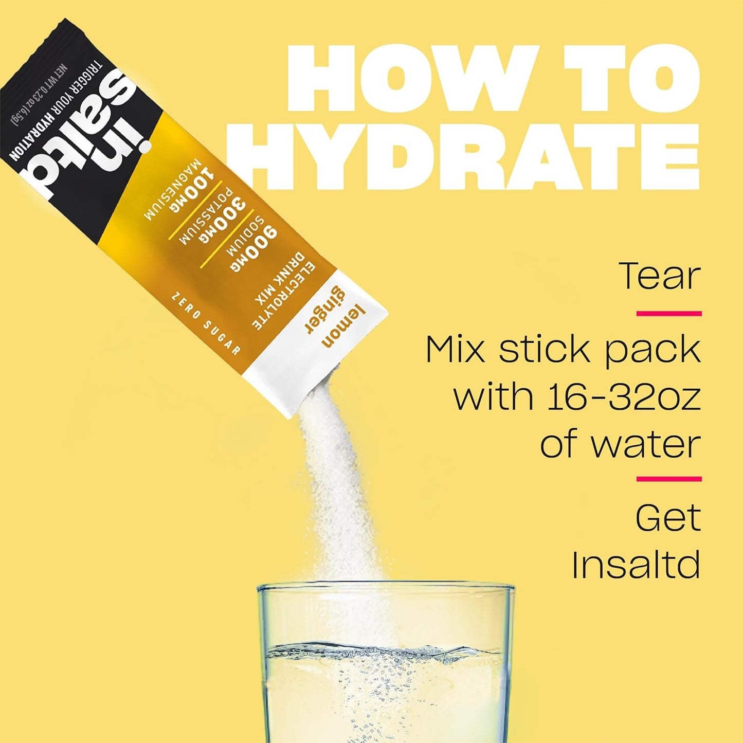 Insaltd™ Sugar Free Electrolytes Powder Packets with No Stevia Aftertaste | High-Potency Hydration Packets | Keto Electrolyte Drinks | Intermittent Fasting Drink Mix | 28 Pack