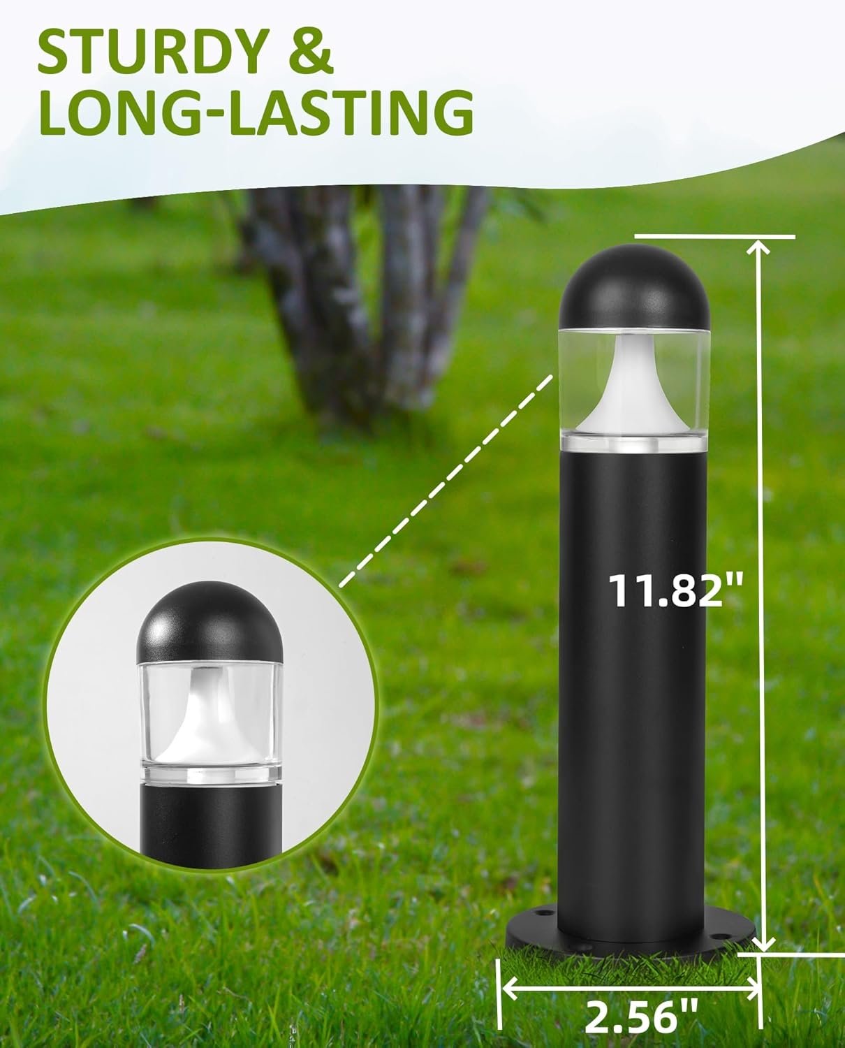 MOON-DE-AGE Low Voltage Landscape Pathway Lights, 12V LED Bollard Light IP67 Waterproof, Outdoor Driveway Walkway Wired Lights (Included Connector) - Yard Garden Lawn, 2700K Warm White, 12 Pack