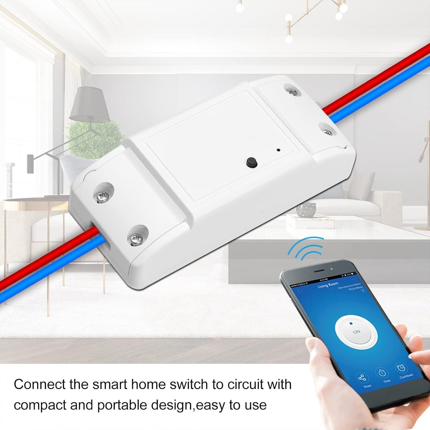 WiFi Smart Switch Compatible with Alexa & for Home Timer 10A/2200W Wireless Remote Switch for Android/iOS APP Control for Electric Appliances Universal Smart Home Automation Module