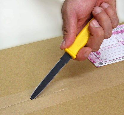 CANARY Corrugated Cardboard Cutter Dan Chan, Safety Box Cutter Knife [Non-Stick Fluorine Coating Blade], Made in Japan, Yellow (DC-190F-1)