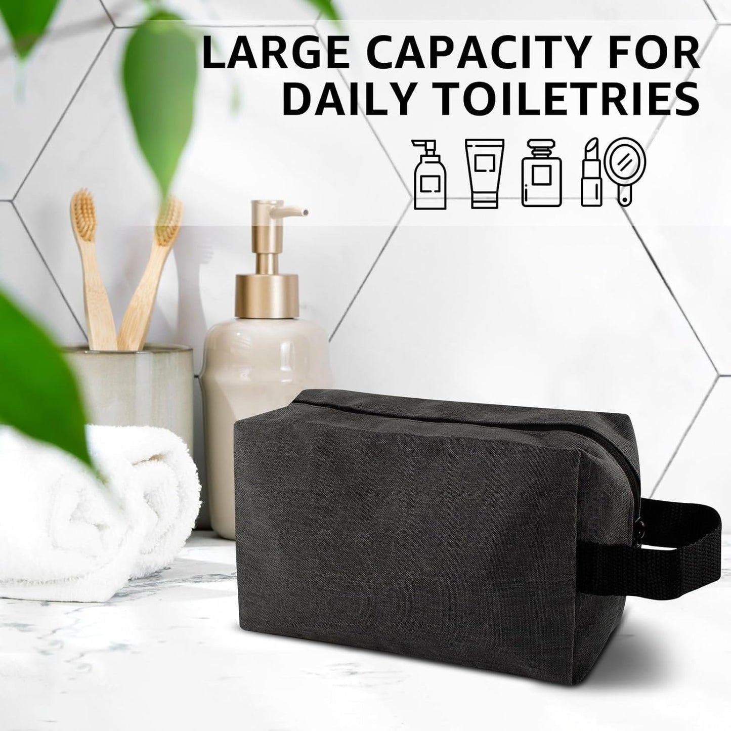 Vnezakl Toiletry Bag Makeup Cosmetic Wash Bag Organizer Travel Storage Hanging Pouch Portable Outdoor Durable Wear Resistant Waterproof Dacron Fabric
