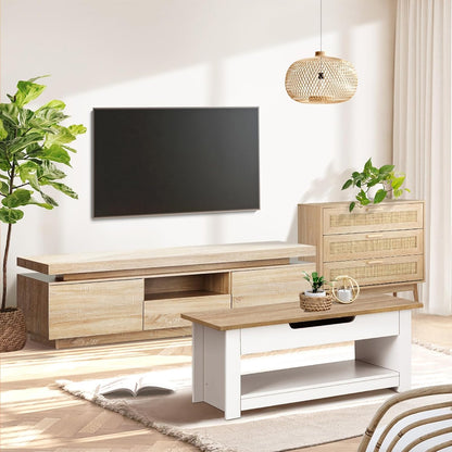 OIKITURE Lift Top Coffee Table with Hidden Compartment & Storage Shelf Space, Rising Tabletop Dining Table for Living Room Reception Room