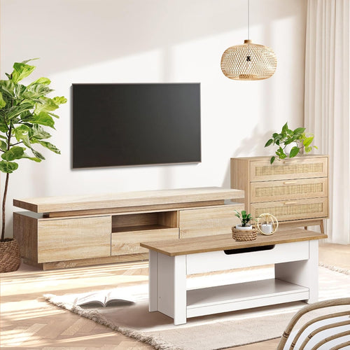 OIKITURE Lift Top Coffee Table with Hidden Compartment & Storage Shelf Space, Rising Tabletop Dining Table for Living Room Reception Room