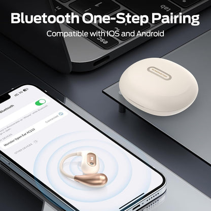 Monster Open Ear AC210 Ear Buds, Bluetooth 5.4 Earphones Stereo Sound, Wireless Headphones 30 Hours Playback, Type-C Charging, HD Clear Calls, Touch Control, IPX5 Waterproof Open Ear Earbuds,White