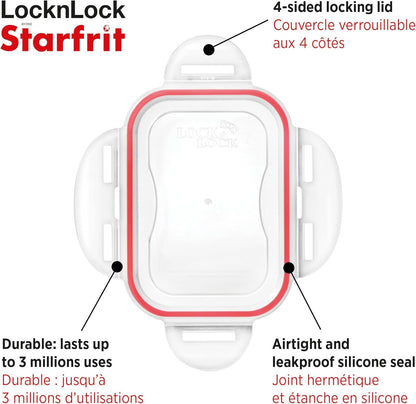 Starfrit LocknLock Plastic Bread Container - Removable Divider - 169oz/5L - Airtight - 4-Sided Locking Lid