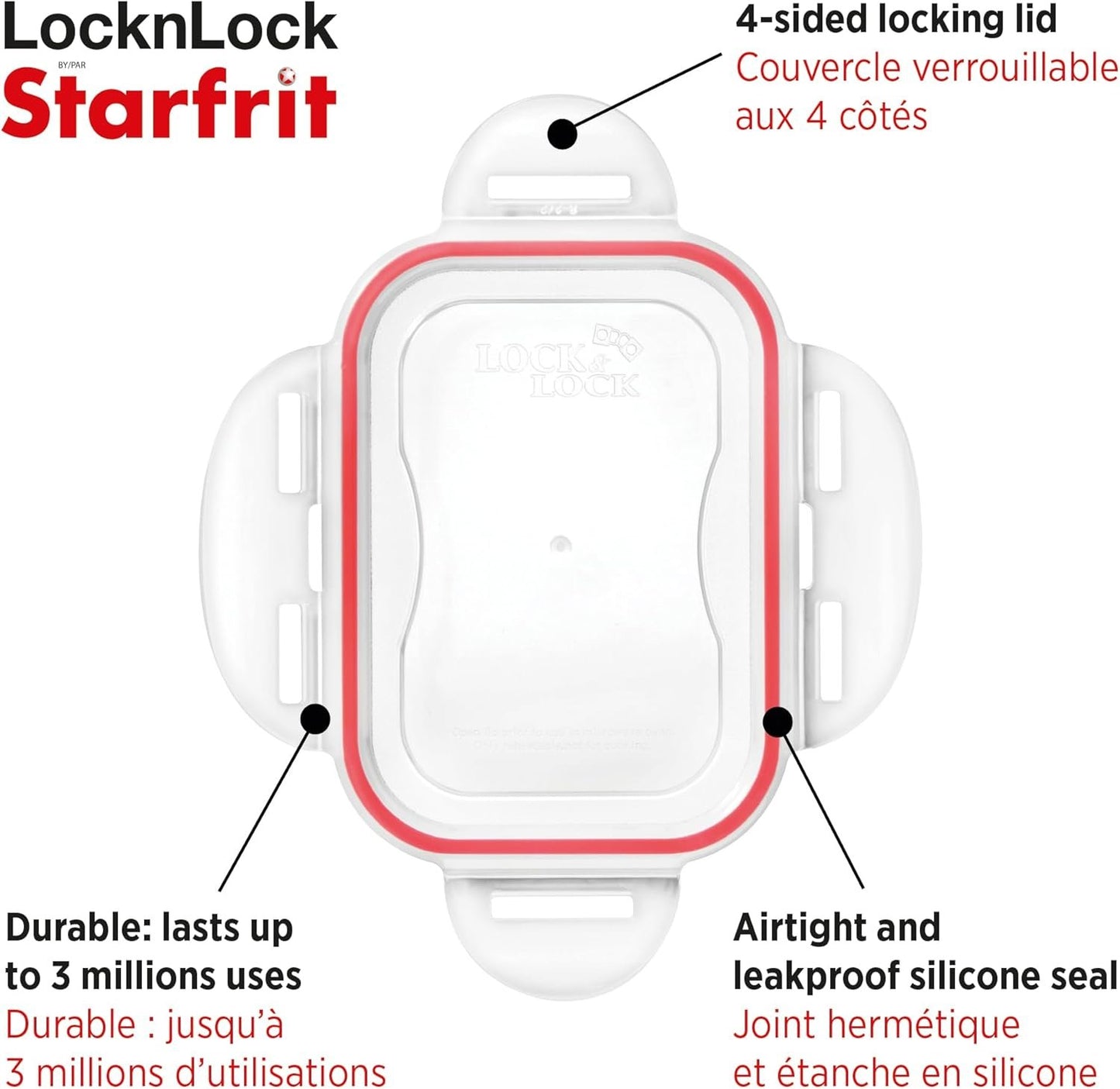 Starfrit LocknLock Plastic Pantry Container - 169oz/5L - Airtight - 4-Sided Locking Flip-Top Lid
