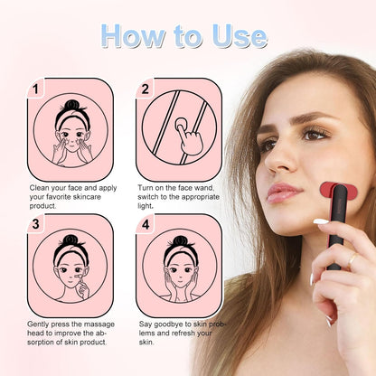 Red-Light-Therapy for Face, 7 Colors LED Light Face Skincare Wand Eye Beauty Device for Skin Care at Home - LED Face Skin Rejuvenation for Face Neck Chin Skincare Tool