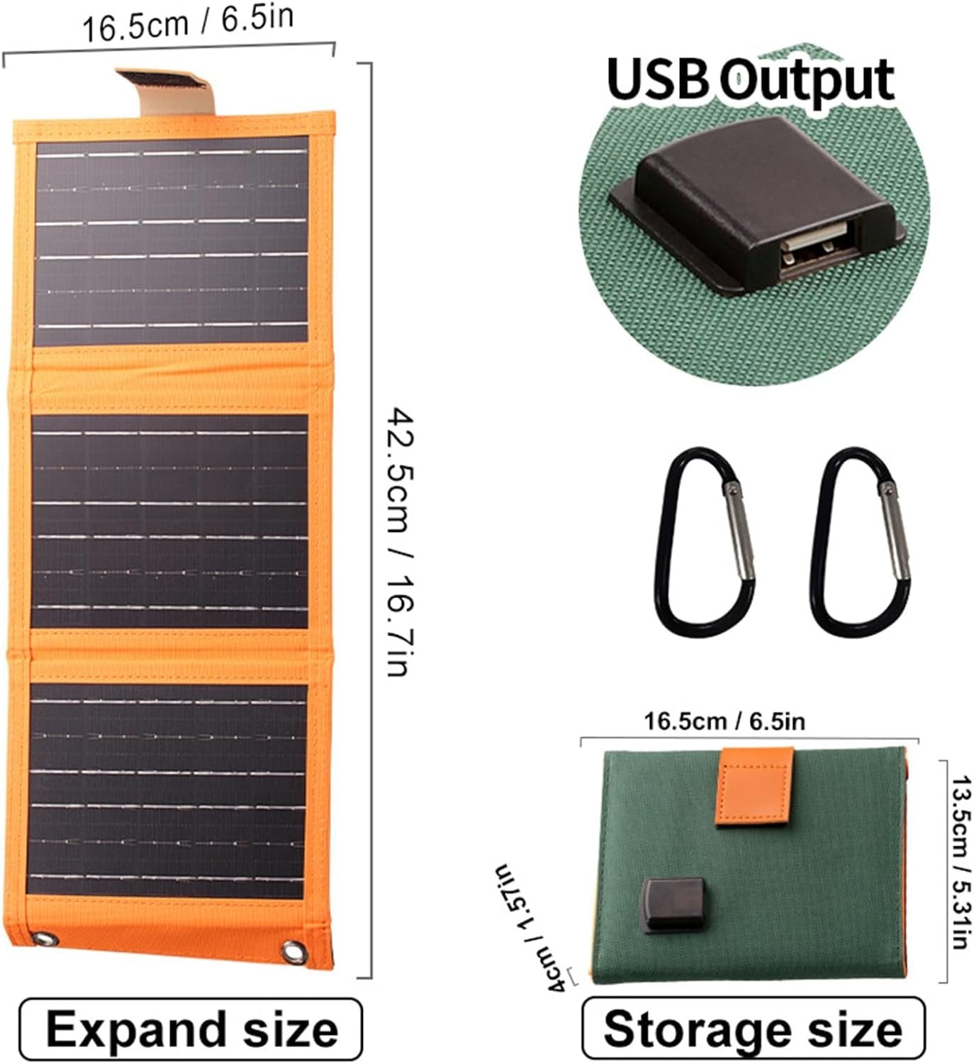 Solar Powered Charger - Solar Charging Panel with USB Port, Silicon Photovoltaic poweer Generation Panel | Solar Charger Folding, Outdoor Camping Charging Device Portable for Tablets Smartwatches