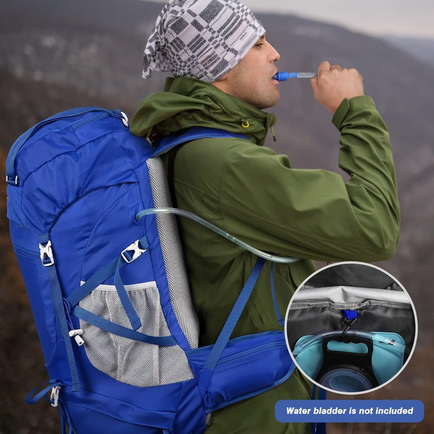 HOMIEE 50-60L Hiking Travel Camping Backpack for, Waterproof Lightweight Daypack with Rain Cover for Camping Touring