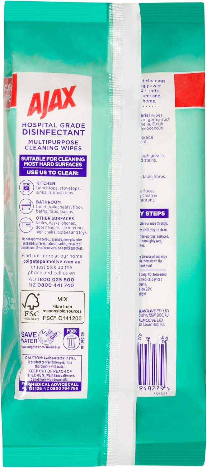 Ajax Disinfectant Wipes Refreshing Green Tea & Jasmine 110 Wipes
